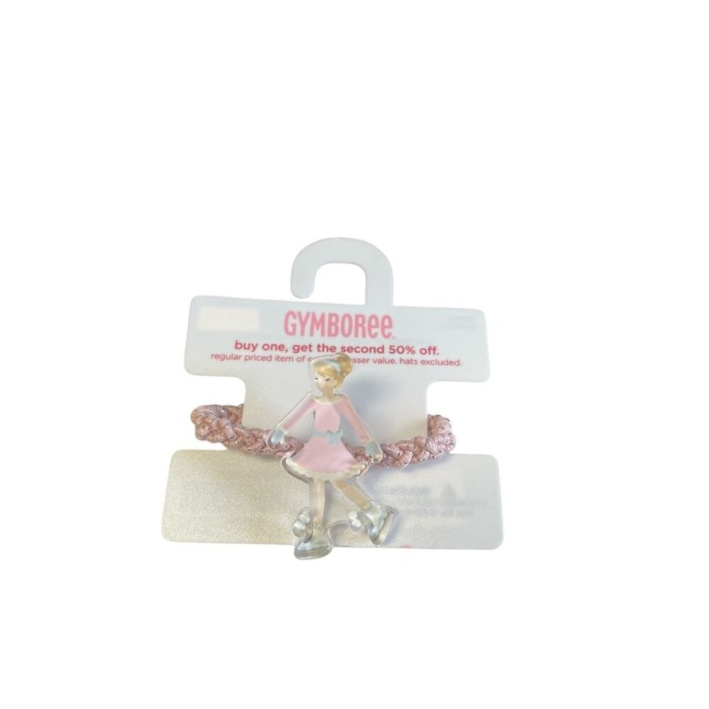 Gymboree Ice Skater Hair Elastic With Figure Charm - Pink Braided Band